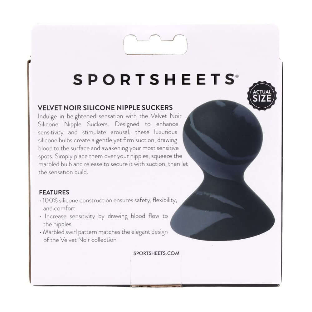 SPORTSHEETS Velvet Noir Silicone Nipple Suckers - Black/Grey Nipple Suckers - Set of 2